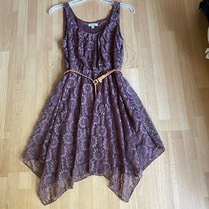 Purple AUW Dress, Size M with Flower Detailed Mesh